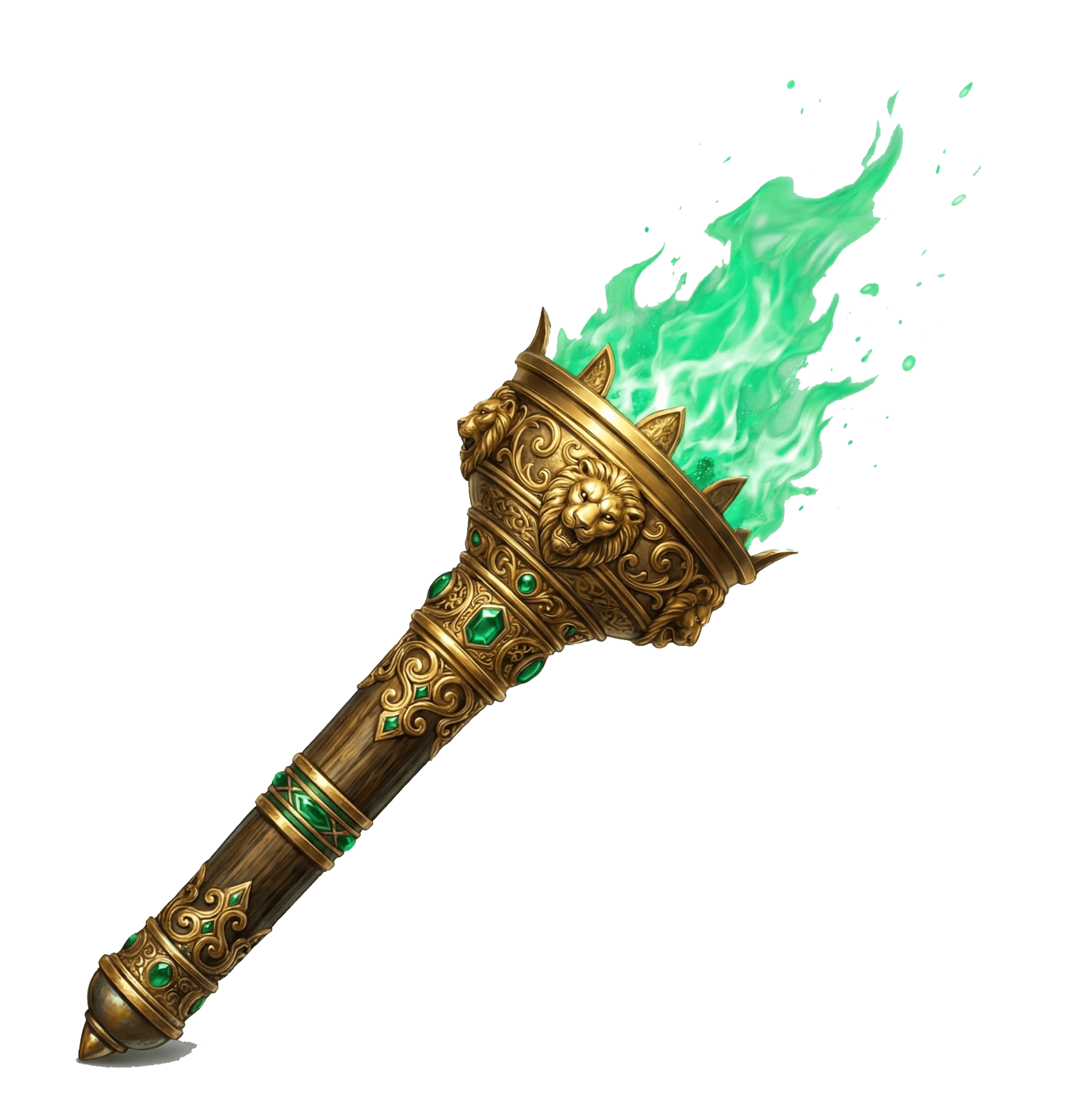 Ornate torch with green flame